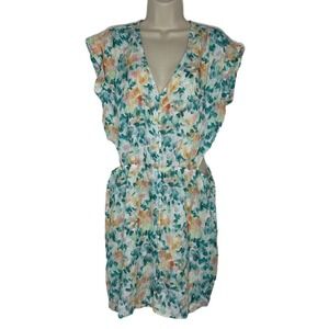 Cloth & Stone Anthropologie Womens Cutout Floral Button Front Mini Dress Size L